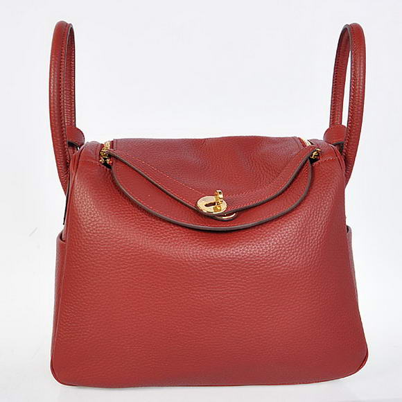 High Quality Replica Hermes Lindy 30CM Havanne Handbags 1057 Bordeaux Leather Golden Hardware